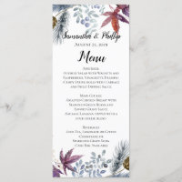 Menú Boda de acuarela floral de arce japonés