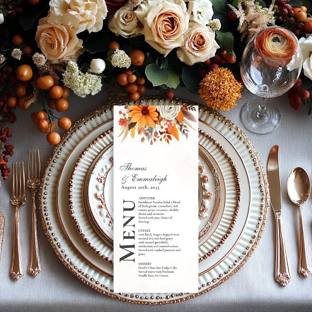Menú Boda de acuarela floral del otoño de verano (Subido por el creador)