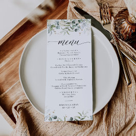 Menú Boda de acuarela floral verde