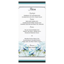 Menú Boda de acuarela floral verde azulada