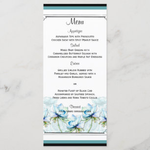Menú Boda de acuarela floral verde azulada