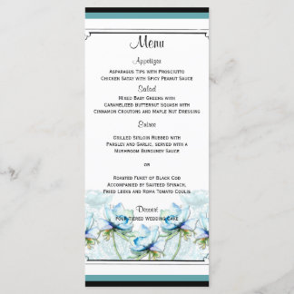 Menú Boda de acuarela floral verde azulada