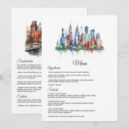 Menú Boda de acuarela Nueva York