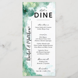 Menú Boda de acuarela verde abstracto moderno