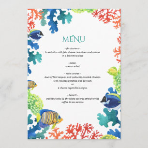 Menú Boda de acuario colorido