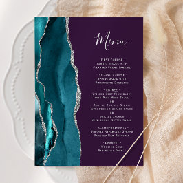 Menú Boda de Agata Plateada Azul Teal Púrpura