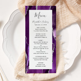 Menú Boda de Ágata Plateada Púrpura Moderna