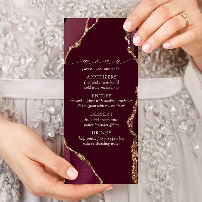 Menú Boda de Agate de Borgoña y Oro (Subido por el creador)