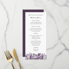Menú Boda de Ametismo Floral de acuarela