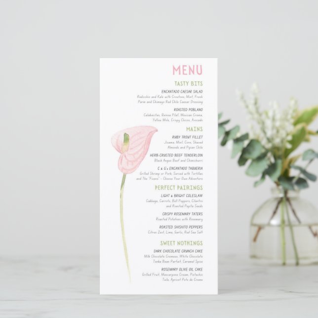 Menú Boda de Anthurium (Anverso de pie)