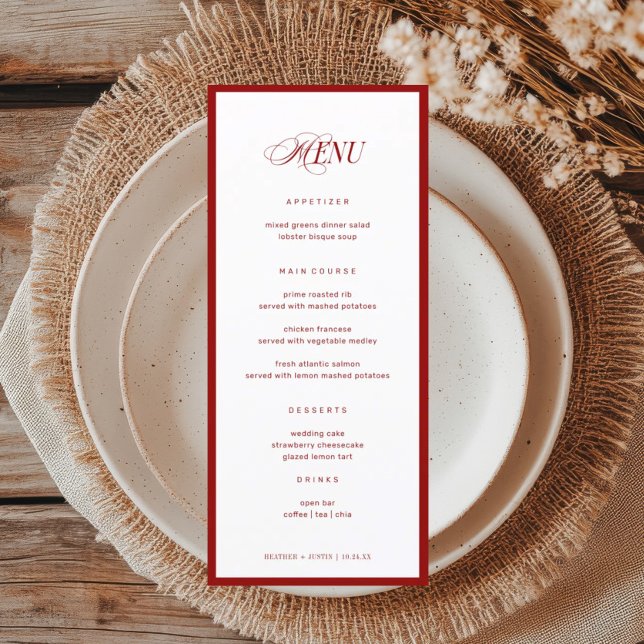Menú Boda de Apetito Bon Rojo Clásico Elegante (Subido por el creador)