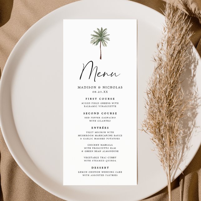 Menú Boda de árbol de palmas mínimo (Subido por el creador)