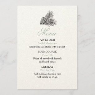 Menú Boda de árbol de pino - Rústico