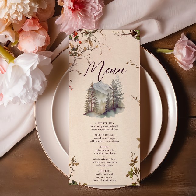 Menú Boda de árbol Evergreen del bosque montañoso vinta (Subido por el creador)