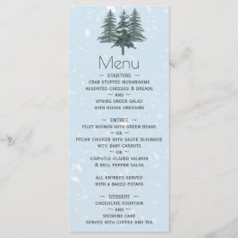 Menú Boda de árboles de pino de invierno perenne rústic