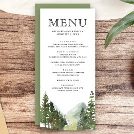 Menú Boda de árboles del bosque de montaña rústica