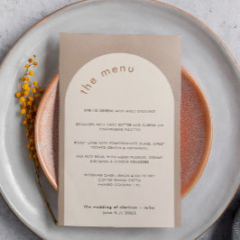 Menú Boda de arco beige de arena geométrica mínima