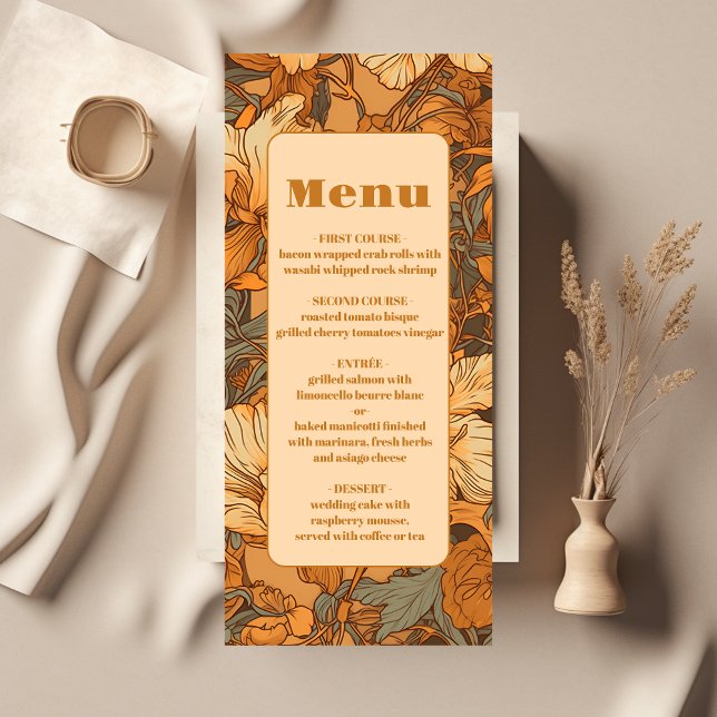Menú Boda de Art Nouveau floral de oro (Subido por el creador)