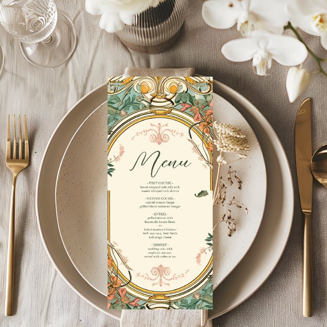 Menú Boda de Art Nouveau floral vintage (Subido por el creador)