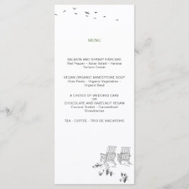 Menú Boda de Arte de Línea Mínima de Sandy Beach con Am