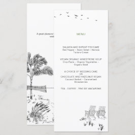 Menú Boda de Arte de Línea Mínima de Sandy Beach con Am