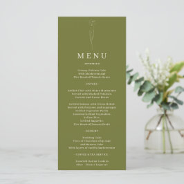 Menú Boda de arte floral verde oliva