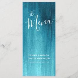 Menú boda de arte moderno y verde azulado aqua