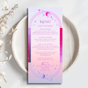 Menú Boda de Astronomía Mystical Sunset Pink Sun Moon