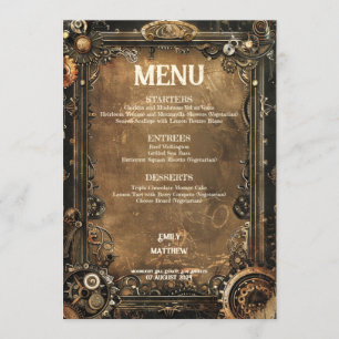 Menú Boda de asuntos de Steampunk Noir