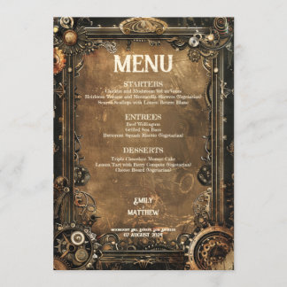 Menú Boda de asuntos de Steampunk Noir