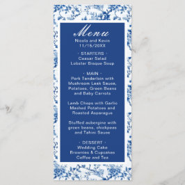 Menú Boda de Aves Azules y Flores Chinoiserie