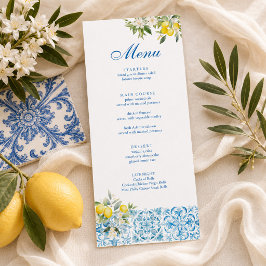 Menú Boda de Azulejo Azul Limón Mediterráneo