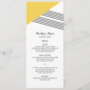 Menú Boda de bandas geométricas amarillas