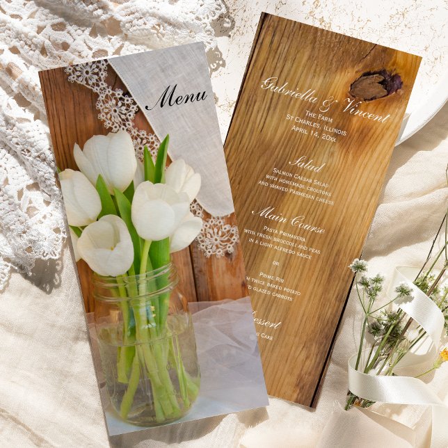 Menú Boda de barra de campo de tulipanes blancos M (Subido por el creador)