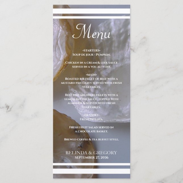 Menú Boda de Beach Clams (Anverso)