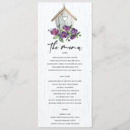 MENÚ BODA DE BIRDHOUSE RÚSTICO DE MADERA BLANCA