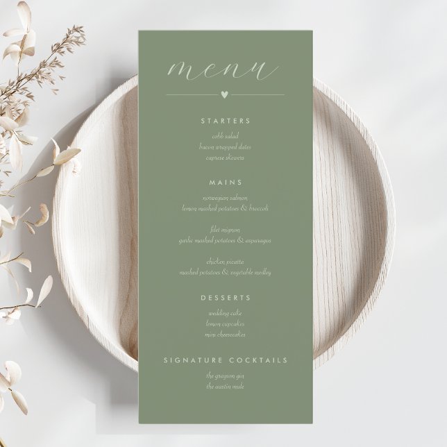 Menú Boda de bloques de color moderno | Dark Sage (Subido por el creador)