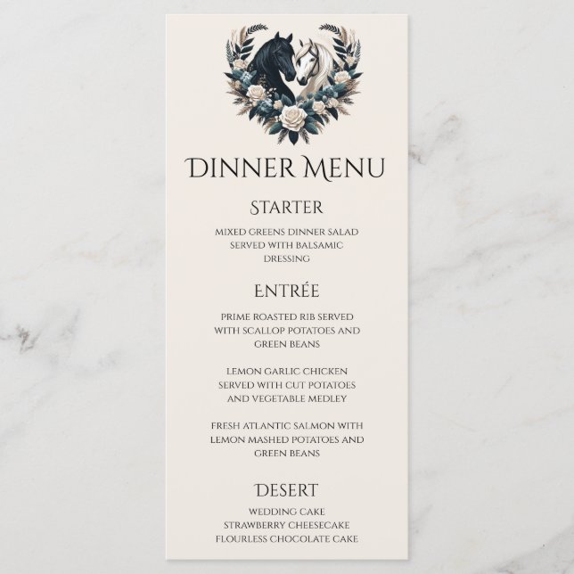 Menú Boda de Bodas de Campo-Caballos de Amor (Anverso)