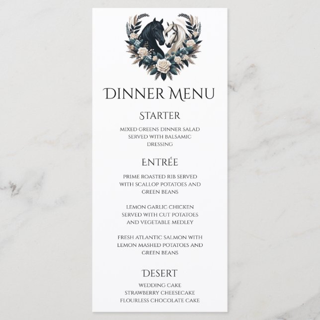 Menú Boda de Bodas de Campo-Caballos de Amor (Anverso)