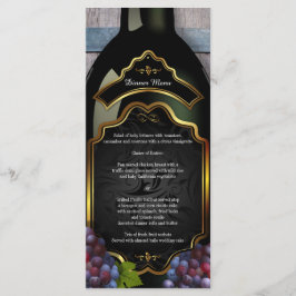 Menú Boda de bodega de viñedos de estilo rústico