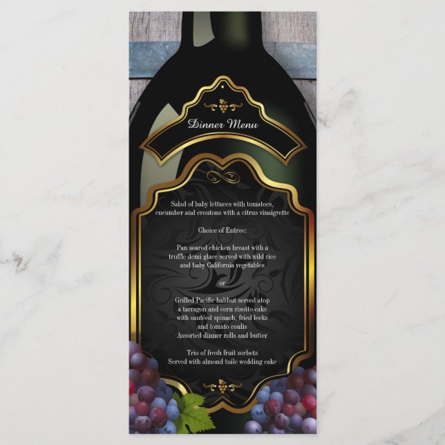 Menú Boda de bodega de viñedos de estilo rústico (Anverso)