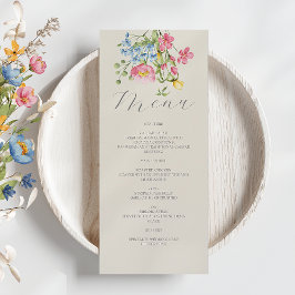 Menú Boda de Bohemio Marfil Floral Flor Silvestre