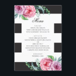 Menú Boda de boho blanco y negro. Floral color de agua<br><div class="desc">Menú boda de boho blanco y negro con flores color de agua rosada. Adecuado para cumpleaños,  aniversario y cualquier otro fiesta. Por favor,  contáctame si necesitas artículos adicionales.</div>