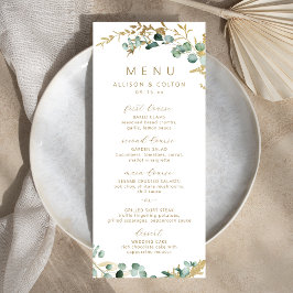 Menú Boda de boho de oro de eucalipto rústico