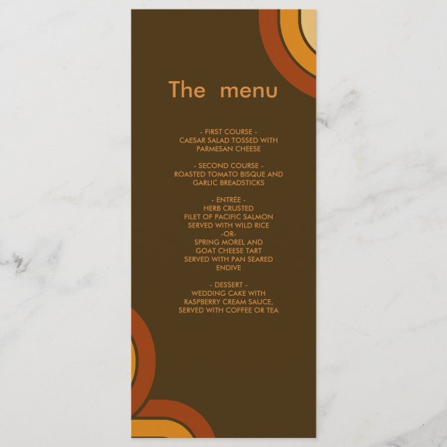 Menú Boda de Bold Retro 1970 (Anverso)