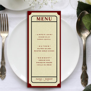 Menú Boda de boletos retro