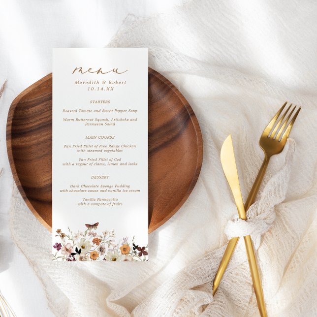 Menú Boda de borde de flores silvestres otoño (Subido por el creador)