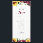 Menú Boda de borde floral de girasoles de color acuátic<br><div class="desc">Estas tarjetas a la carta boda presentan un girasol acuarela y un diseño de rosa burdeos. Personalízalos con tu propio texto. Productos a juego disponibles. Visite nuestra tienda o nuestras páginas de colección para ver el rango completo.</div>