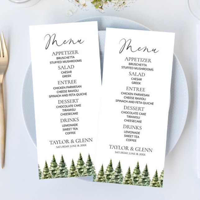 Menú Boda de bosques de pinos de nieve en invierno mini (Subido por el creador)