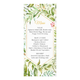 Menú Boda de botánicos de oro verde geométrico